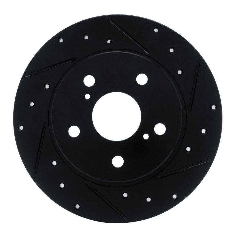 Scion TC Brake Rotor (1) - Rear Right - R1 Concepts - Drilled & Slotted - Black - `11-`16